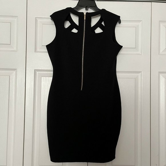 Kardashian Kollection Black Dress Cutout Neck Line and Back Knee Length Size L - Picture 2 of 5
